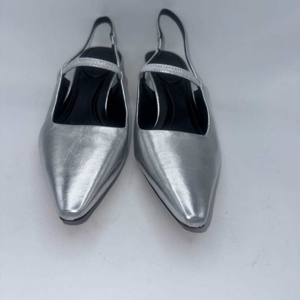 Vince Silver Heeled Slingback Shoes